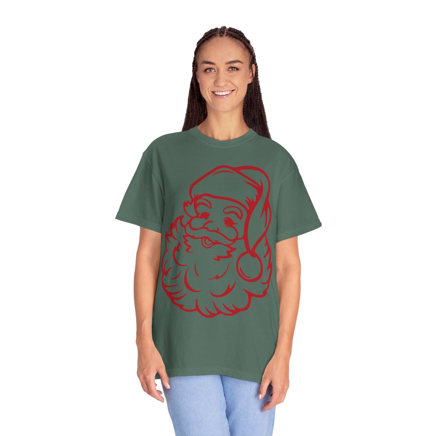 Santa Outline— Retro Red Christmas Tee
