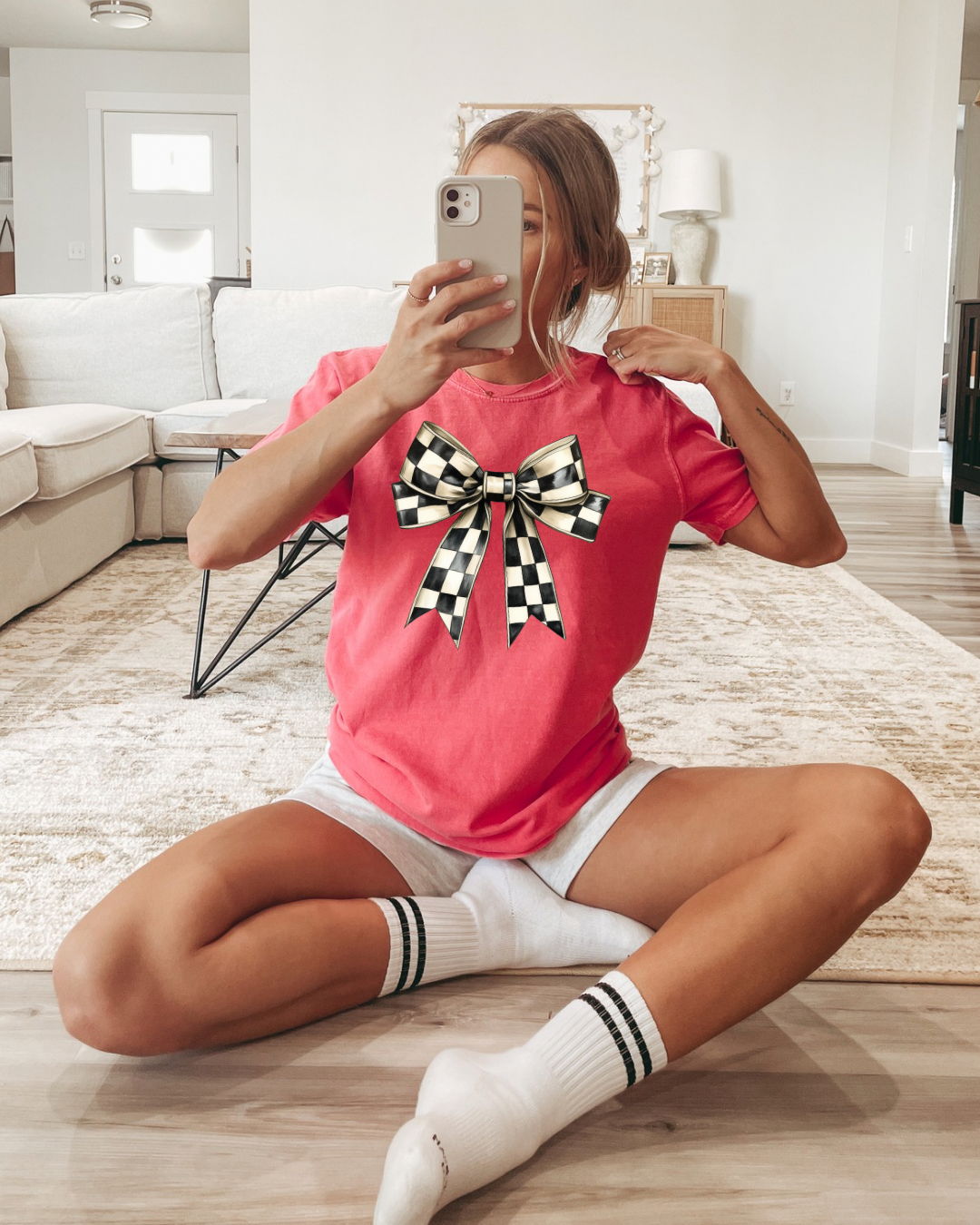 Checkered Bow Tee