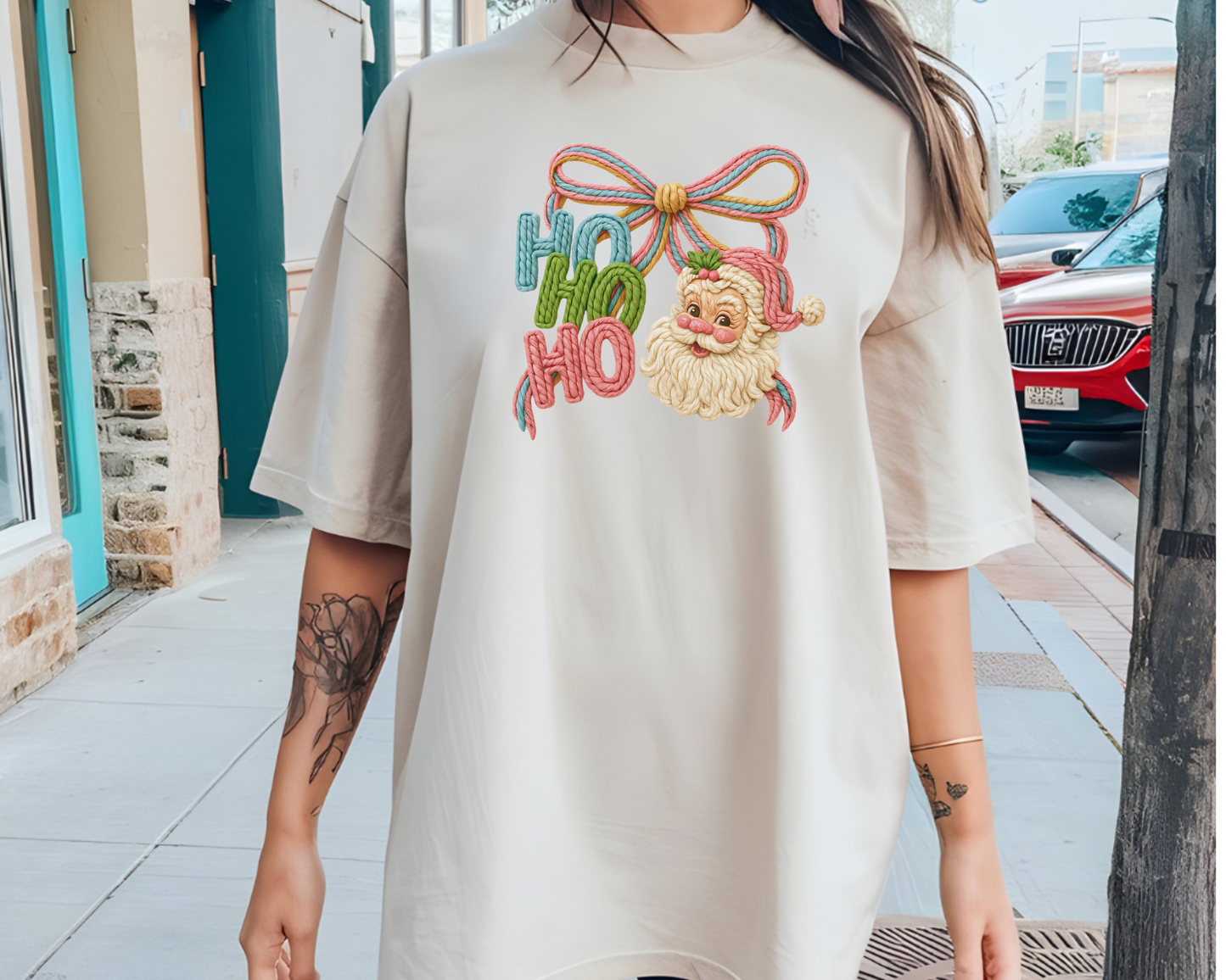 Faux Crochet Hohoho Santa Tee