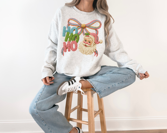 Faux Crocheted Hohoho Santa Crewneck