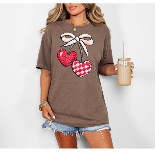 Faux Yarn Checkered Cherries