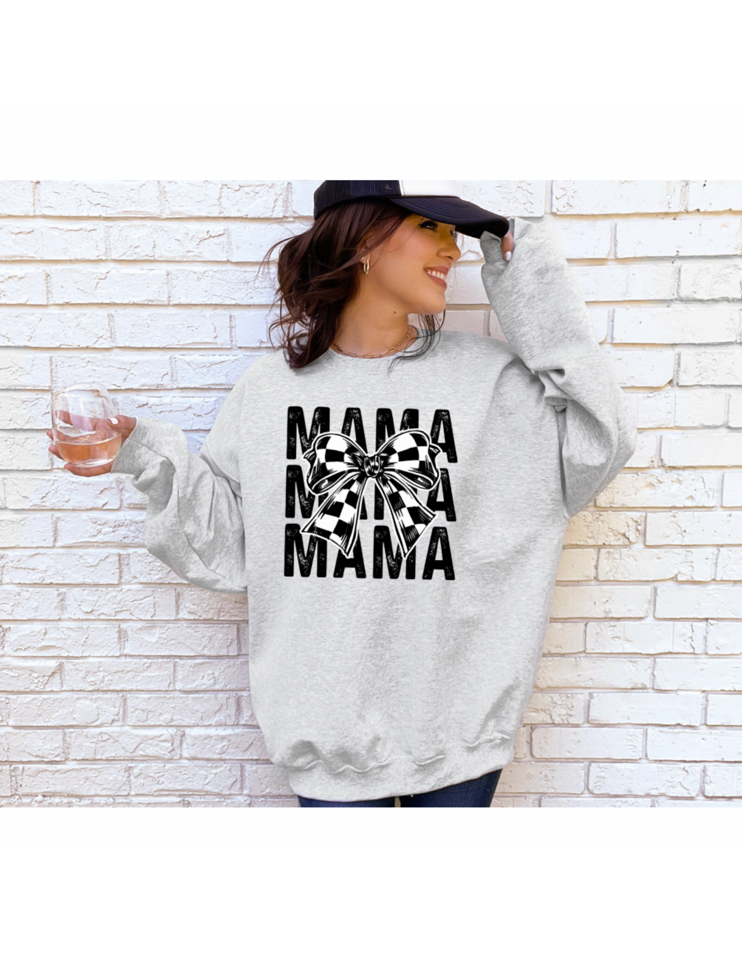 Black & White Checkered Mama Sweatshirt