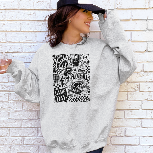 Black Football College Crewneck